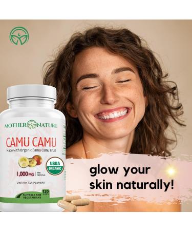 Organic Camu Camu Vitamin C Capsules 1000mg - Immune Support & Anti-Aging Supplement - Vegan Non-GMO - 120 Count - Buy Online on GoSupps.com