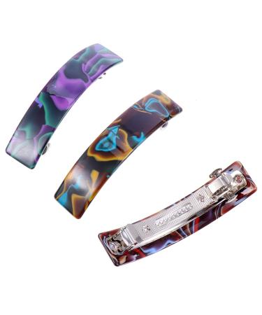 Lurrose 3 pieces Automatic tortoise hair clip cellulose acetate hair clip French design snap vintage retro hair clips for girls women daily clothes