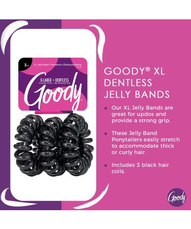 Goody Dentless Jelly Bands Elastic Hair Coils - Black - Medium to Thick Hair - 3 Count - Buy Online on GoSupps.com