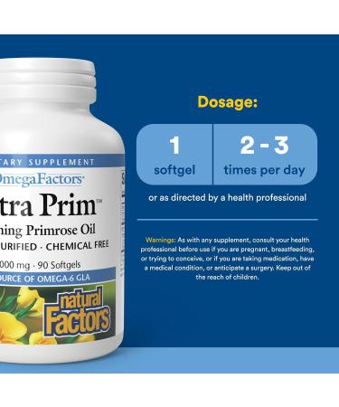 Natural Factors Ultra Prim Evening Primrose Oil 1000mg A Natural Source of Omega-6 GLA 90 Softgels 90 Count (Pack of 1) - Buy Online on GoSupps.com