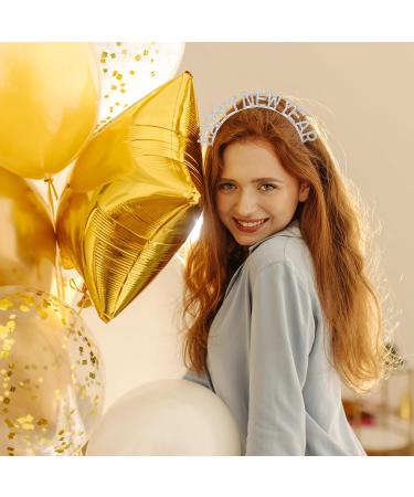 CHEERYMAGIC Happy New Year Headband 2024 Sparkly Rhinestone New Year Tiara New Year Eve Hair Hoop New Year Hair Accessories New Year Eve Party Supplies A4XNFG Silver - Buy Online on GoSupps.com