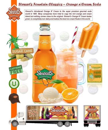 Stewarts Fountain Classic Soda 355ml Glass Bottles Orange'n Cream Soda 24 Count - Buy Online on GoSupps.com