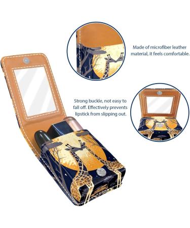 Buy Leather Lipstick Case with Mirror | Mini Lipstick Organizer - African Giraffe Design - Buy Online on GoSupps.com