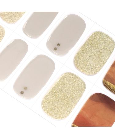 DANNI & TONI 28 Stickers Semi Cured Gel Nail Polish Strips Gel Nail Stickers (Golden Luxe) Salon-Quality Gel Nail Polish Strips Manicure Stickers Set