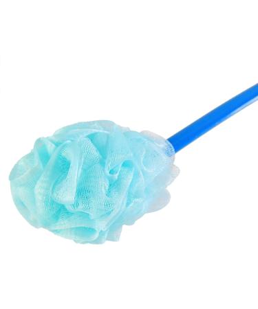 HOME-X Pouf Back Scrubber Shower Loofah Set of 2 - Long Handle, Purple and Blue - 14 L x 4 W - Buy Online on GoSupps.com