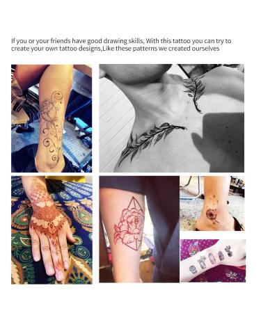 Temporary Tattoo Kit: 4 Pcs with 40 Stencils - Body Art Painting Stickers in Black, Brown, Maroon - Buy Online on GoSupps.com