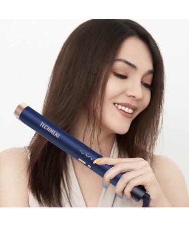 TECHMERI 2-in-1 Ceramic Hair Straightener and Curler - 1 Inch Digital Flat Iron - Dual Voltage - Blue - Buy Online on GoSupps.com
