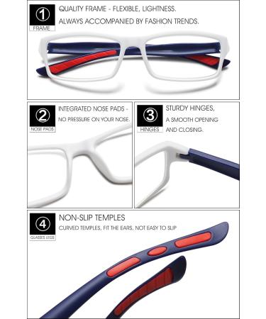 Shop Vevesmundo Sporty Blue Light Filter Reading Glasses for Men & Women - Anti-Blue Light Rectangular Multiple Strengths Available - Buy Online on GoSupps.com
