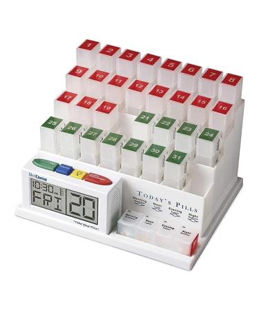 Monthly Pill Organizer System 4 Times a Day 31 Day Pill Organizer Box with Talking Alarm Clock Reminding System Monthly Pill Box for Medications Vitamins Daily Supplements