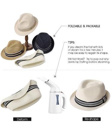 Fancet Packable Straw Fedora Panama Hat for Men & Women - Beige | Sun Summer Beach Trilby - Medium 16010 - Buy Online on GoSupps.com