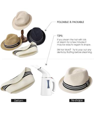 Comhats Oversize XL XXL Beige Straw Sun Hat for Men - Packable Fedora Panama Trilby Dress Derby - Summer Style (92551) - Buy Online on GoSupps.com