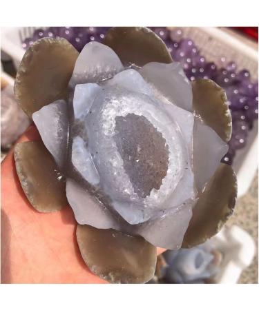 Natural Agate Geode Crystals Feng Shui Druzy Gemstones Quartz Water Lotus Ornament for Home Decoration ZJGIDTEM 1pc - Buy Online on GoSupps.com