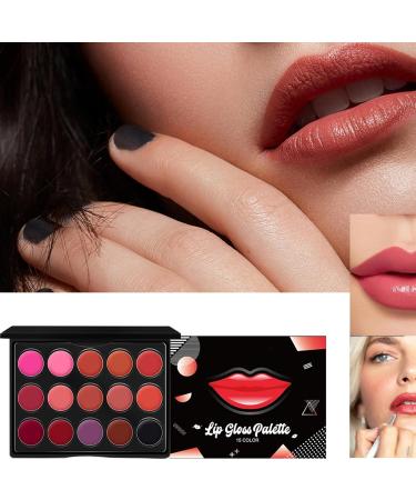Palette de couleurs l vres palette de l vres de maquillage 15 couleurs palette de gla age l vres de texture mate de couleur | Hydrating Makeup Lipstick Portable construisible pour - Buy Online on GoSupps.com