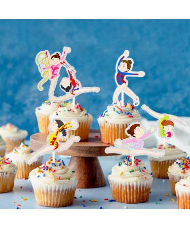 Gymnastics Cupcake Toppers Gymnast Girl Happy Birthday Party Decor - Baby Shower Birthday Party Favors - Dancer Girl Party Cupcake Decoration - Buy Online on GoSupps.com