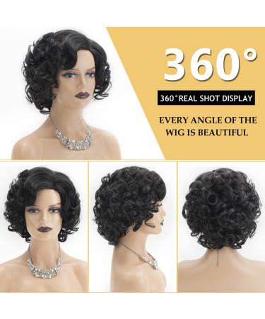Side Part Short Curly Wig for Black Women - Natural Looking Synthetic Afro Big Curls - Buy Online on GoSupps.com