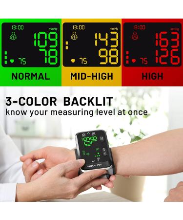 Wrist Blood Pressure Monitor with Large Backlit Display - 198 Memory Readings, Adjustable Cuff, Storage Bag - for Home Use - Black with Backlight - Buy Online on GoSupps.com