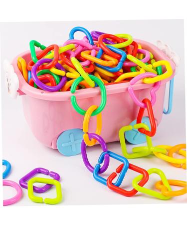 Safigle 70 STK Geometric Chain Buckle Colorful Connecting Toys for Toddlers | Durable Baby Ring for Travel Cribs | 2 Pieces - 5.5x5.5cm - Buy Online on GoSupps.com