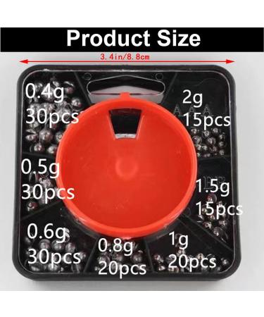 Premium Fishing Lye Set - 160 Lead Grain Weights with Storage Box | 7 Sizes for Versatile Angling | Removable Lead Shot for Optimal Performance - Buy Online on GoSupps.com