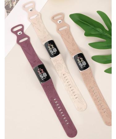 Shop Toyouths 3-Piece Dandelion Flower Silicone Bracelet for Fitbit Charge 6 & 5 - Cute Soft Sports Accessories in Polar Star Milk Tea & Smoke Violet - Buy Online on GoSupps.com
