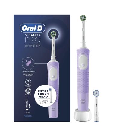 Oral-B Vitality Pro Electric Toothbrushes For Adults Christmas Gifts For Women / Him 1 Handle 2 Toothbrush Heads 3 Brushing Modes Including Sensitive Plus 2 Pin UK Plug Purple Lilac 1 Count (Pack of 1) - Buy Online on GoSupps.com