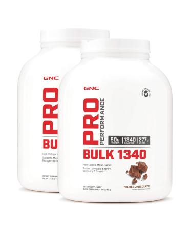 GNC Pro Performance Bulk 1340 - Double Chocolate, Twin Pack, 9 Servings per Bottle, Supports Muscle Energy, Recovery and Growth 9 Servings (Pack of 2)