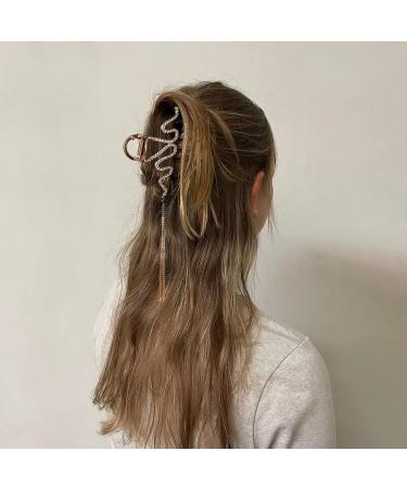 Vigorpace 2 Pack Rhinestone Hair Clips - Silver & Gold Metal Claw Clips for Women | Non-slip Snake Hair Accessories - Buy Online on GoSupps.com
