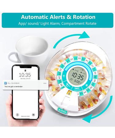 Zoksi Bluetooth Smart Automatic Pill Dispenser - 28 Compartments Medicine Organizer - Elderly Medication Dispenser with App Alarm - 10.28 x 9.25 x 3.54 Inch - Buy Online on GoSupps.com