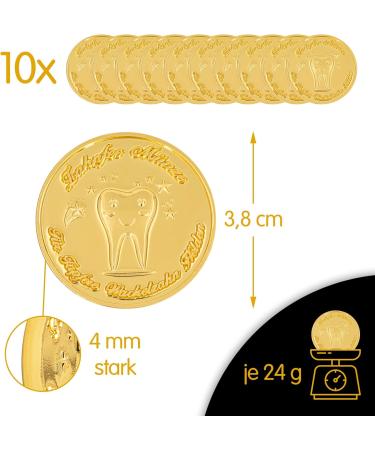 Zwen Tooth Fairy Coins Gold (10 pcs) | Perfect Tooth Fairy Gifts for Kids + Free eBook with 20 Enchanting Tooth Fairy Stories - Buy Online on GoSupps.com