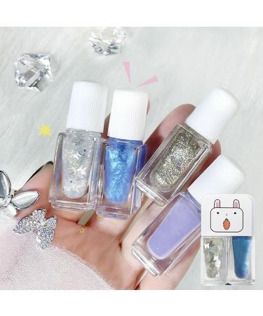 Pearl White Glitter Nail Polish Set Holographic Bule 2 in 1 Quick Dry Varnish Polish Set Silver Shimmer Mermaid Shell No Need Cure Nail Gel Long Lasting Cute DIY Nail Art at Home Gift for Girls - Buy Online on GoSupps.com