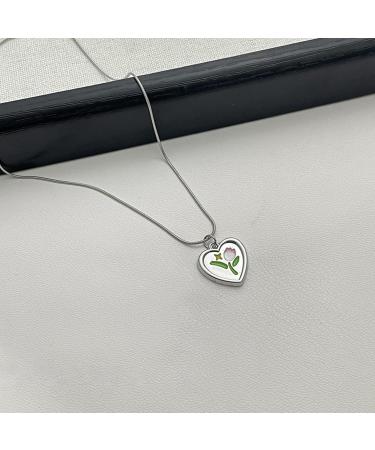 Oralgos Adjustable Love Shape Necklace - Tulip Heart Pendant Collarbone Chain | Elegant French Style Accessories for Women - Buy Online on GoSupps.com