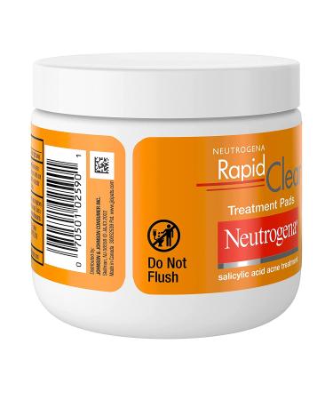 Neutrogena Rapid Clear 2% Salicylic Acid Acne Face Pads - 60 Ct Pack - Oil-Free Treatment for Acne-Prone Skin - Buy Online on GoSupps.com