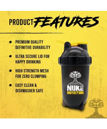 Nuke Nutrition 500ml Protein Shaker Bottle - Zero Lumps Mixer for Gym Supplements - Dishwasher Safe & Secure Lid - Buy Online on GoSupps.com