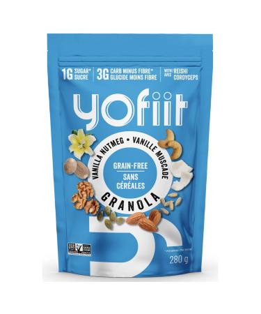Yofiit Keto Nut Granola Cereal 3g Net Carbs No Stevia - Vanilla Nutmeg with Reishi and Cordyceps - Dairy Free Gluten Free Paleo Friendly Granola - 10oz Bag (Package May Vary) Vanilla-Nutmeg