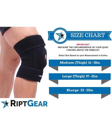 RiptGear Open Patella Knee Brace - Adjustable Side Straps - Reduce Pressure - Medium Left - Buy Online on GoSupps.com