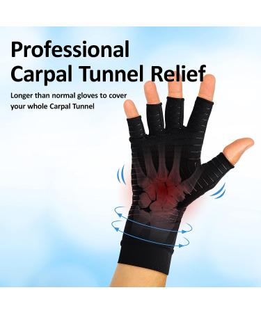 Suptrust Arthritis Gloves - 85% Copper Infused Compression Gloves for Men & Women - Relieve Hand Pain - Large (1 Pair) Black - Buy Online on GoSupps.com