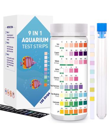 9 IN 1 Aquarium Test Strips 100PCS Aquarium Water Test Kit for Freshwater Saltwater Aquarium Test Kit to Detect Total Hardness PH Nitrite Nitrate Chlorine Total Alkalinity Carbonate Iron Copper 9-1 - Buy Online on GoSupps.com