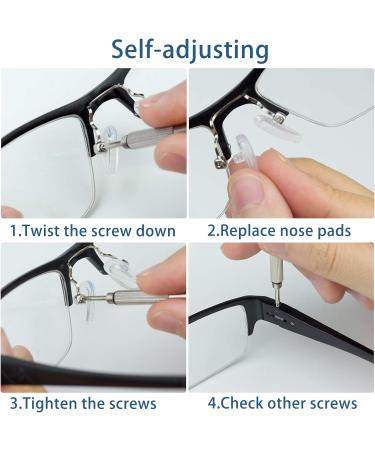 Glasses Repair Set 10 Pairs Silicone Nose Pads & 20 Screws with Cleaning Towels & Tweezers for Sunglasses & Reading Glasses - Buy Online on GoSupps.com