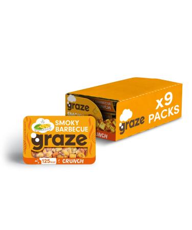 Graze Smoky Barbecue Crunch - Vegan Savoury Healthy Snacks High in Fibre 125 kcals per portion Natural Flavours (9 x 28g Snacks) - Buy Online on GoSupps.com