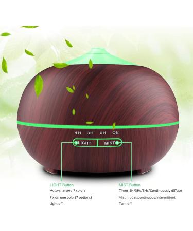 Buy 400ml Ultrasound Aroma Diffuser for Essential Oils - Wood Grain Brown | 7-Color LED Humidifier for Bedroom & Office - Buy Online on GoSupps.com