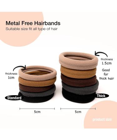 Basic Sense Regular Hair Ties - Premium Cotton Mixed Seamless Elastics Soft & Strong Hold Metal-Free for Daily Comfort Regular Brown M Brown - Buy Online on GoSupps.com