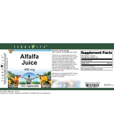 Alfalfa Juice - 450 mg (100 Capsules ZIN: 518842) - Buy Online on GoSupps.com