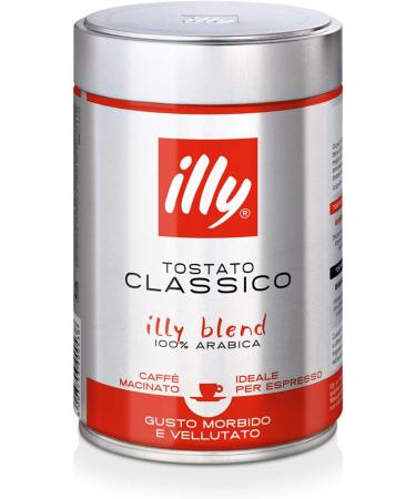illy Classico Espresso Ground Coffee Medium Roast Classic Roast with Notes of Chocolate & Caramel 100% Arabica Coffee All-Natural No Preservatives Ground for Espresso Machines 250g (Pack of 2) Classico Medium Roast 125 g (Pack of 2) - Buy Online on GoSupps.com