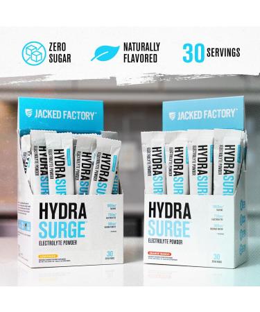 Jacked Factory Hydrasurge Electrolytes Powder Packets - Sugar Free & Naturally Sweetened Hydration Packets - Keto & Vegan Friendly Easily Dissolves - 30 Stick Packs Orange Mango Orange Mango 30 Count (Stick Packs) - Buy Online on GoSupps.com