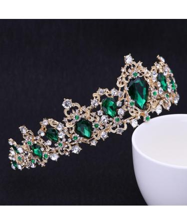 Frcolor Green Rhinestone Tiara Crown for Women - Elegant Wedding Headband & Queen Crown - Buy Online on GoSupps.com