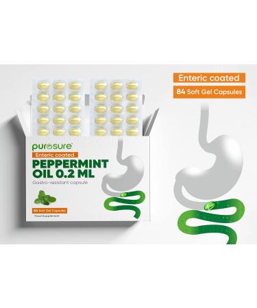 Purosure Enteric Coated Peppermint Oil Capsules - 84 Gastro-Resistant Soft Gels for Healthy Digestion - Buy Online on GoSupps.com
