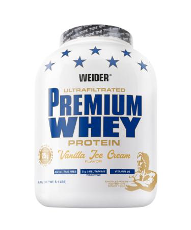 Weider Premium Whey Protein Pulver, unverschämt leckeres Eiweißpulver mit Whey Isolat für Muskelaufbau mit hem Anteil an EAA, BCAA und free L-Glutamin, perfect Löslichkeit, Vanilla Ice-Cream 500g