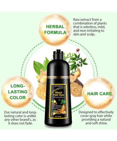 Black Hair Dye Shampoo Instant Hair Color Shampoo Hair Dye in Minutes Natural & Long Lasting Shampoo for Men & Women 500ml - Buy Online on GoSupps.com