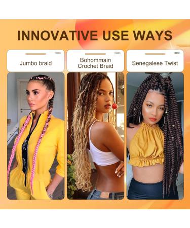 Shop 3-Pack 41 Inch Light Pink Synthetic Jumbo Braid Crochet Hair Extensions - Buy Online on GoSupps.com