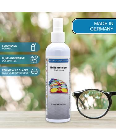Blum Manufaktur Glasses Cleaner Spray - 250ml Stripe-Free Formula for Eyewear - Made in Germany - Perfect for Glasses & Sunglasses - Buy Online on GoSupps.com