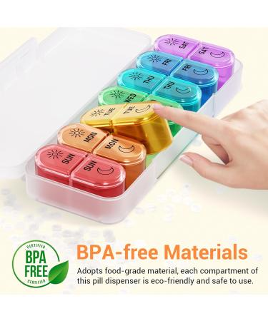7 Days AM PM Pill Organizer - BPA-Free 2 Times a Day Large Weekly Pills Case for Vitamins and Medicine - Buy Online on GoSupps.com